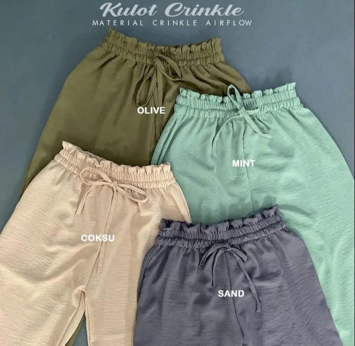 Gambar CELANA KULOT WANITA CRINKLE PREMIUM JUMBO HIGHWAIST AIRFLOW - Abu Tua, All Size dari Bea Bea Olshop undefined Tokopedia