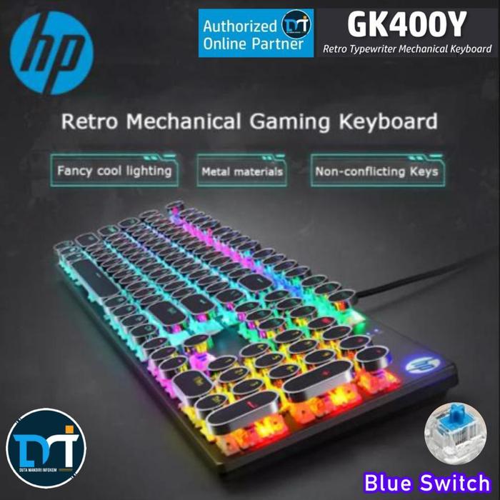 Gambar HP GK400Y - Rainbow Backlight Retro Mechanical Gaming Keyboard - Blue SW dari Duta Mandiri Infokom undefined Tokopedia