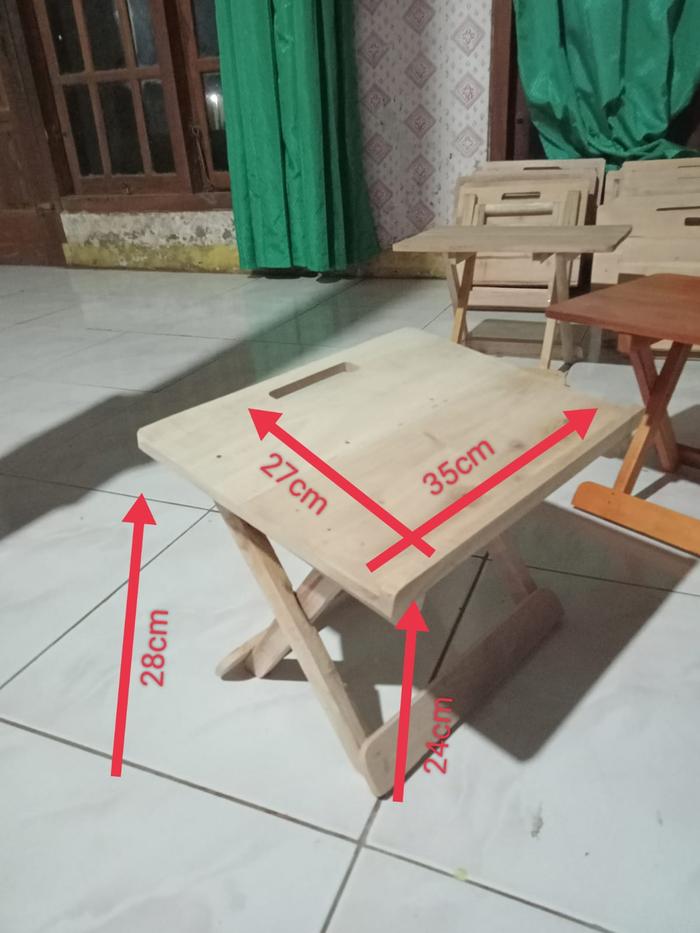 Gambar Meja Lipat Kayu portable DAMPAR Belajar Meja Ngaji TPA TPQ meja laptop - miring polos dari WAKANDASTORE undefined Tokopedia