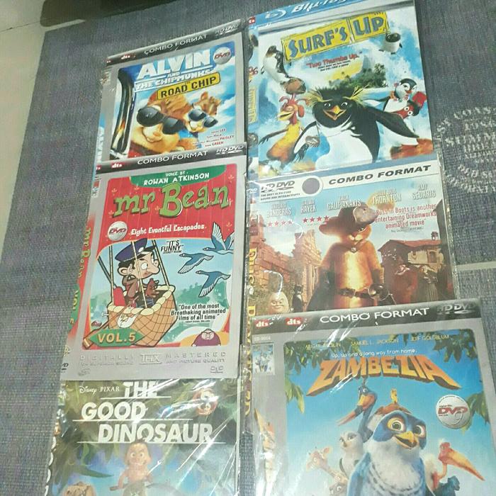 Gambar VCD Anak movie mr bean,alvin, dinosaur,surf up,puss in boots,zambezia dari supermixe undefined Tokopedia