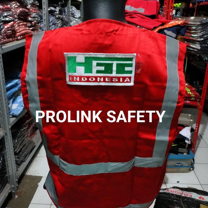 Gambar ROMPI SAFETY MERAH PUNGGUNG LOGO HSE BAHAN KAIN DRILL - Putih, S dari PROLINK SAFETY undefined Tokopedia