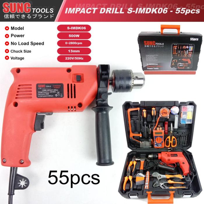 Jual Mesin Bor Listrik Set Sunc Tools 13mm Impact Drill Box Set 55