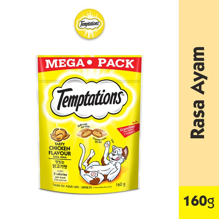 Gambar TEMPTATIONS Snack Kucing Mega Pack 160g - Tasty Chicken dari Whiskas Indonesia undefined Tokopedia