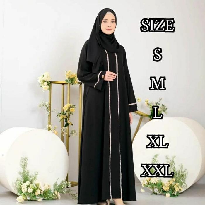 Gambar gamis Abaya Hitam Renda Abaya Arab kekinian Fashion Wanita Terbaru - Hitam, S dari Fashionable Muslimah Bdg undefined Tokopedia