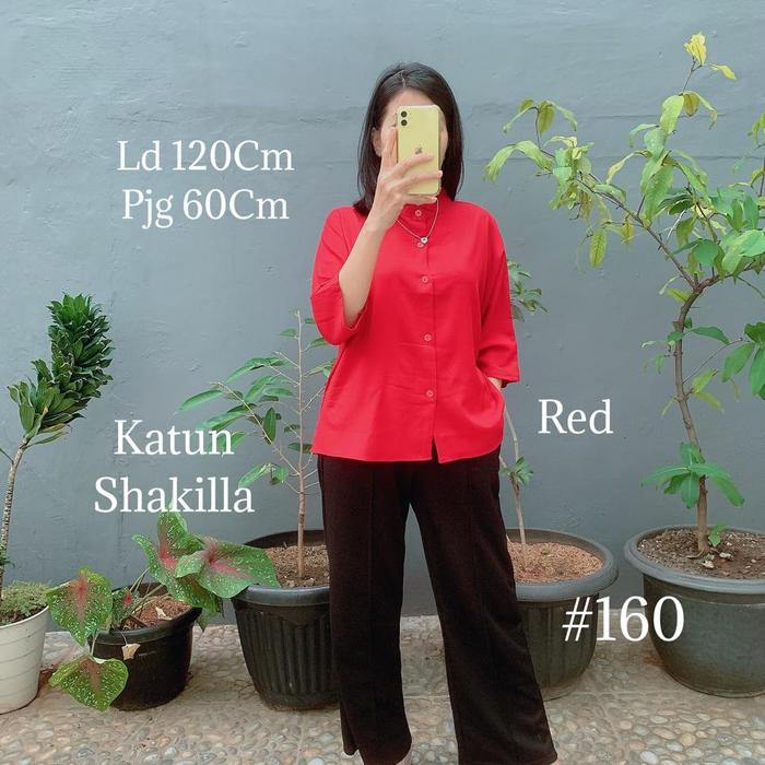 Gambar NASYA TOP / KEMEJA POLOS TANGAN KALONG / ATASAN BAJU KEMEJA FASHION - Red dari JjShop198 undefined Tokopedia