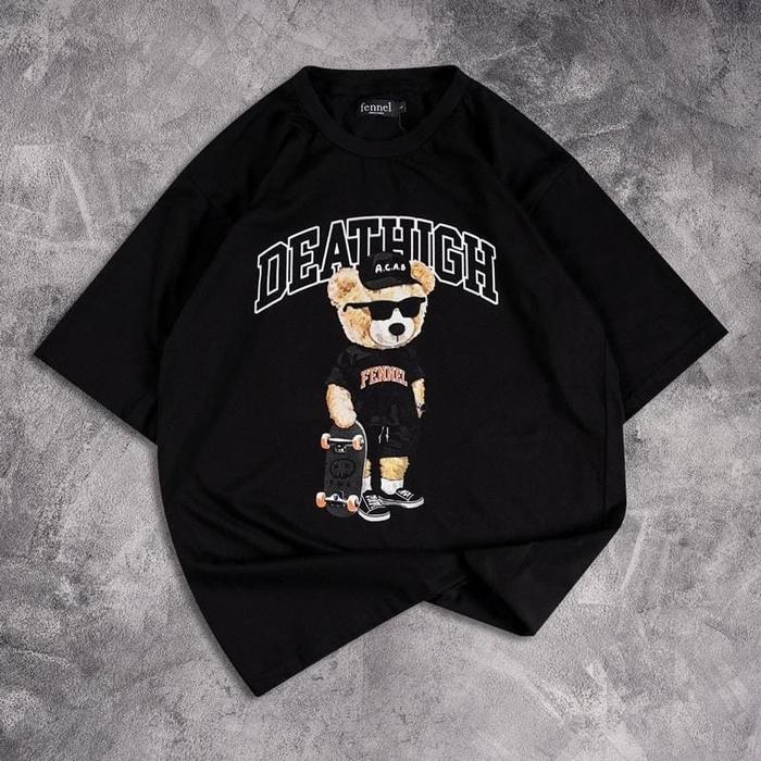 Gambar Kaos Oversize wanita Deathigh Beruang PREMIUM - Hitam dari TAQI STORE99 undefined Tokopedia