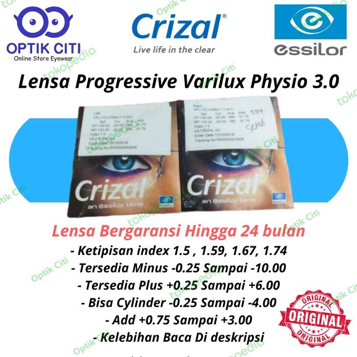 lensa progresif crizal essilor varilux physio 360 original  Sapphire Uv, Index