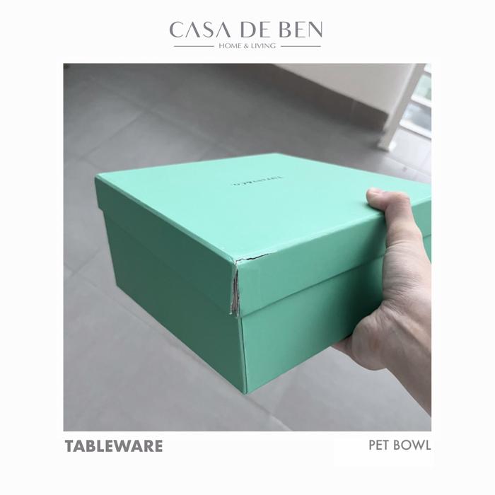 Tiff n Co Pet Bowl Ceramic Feeder Tempat Makan Dog Cat Tiffany Blue Dog  (Defect Box