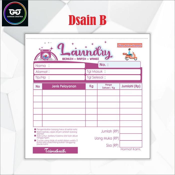 Gambar BISA COD | nota laundry mini nota laundry 1 ply nota laundry 2 rangkap - purpel b, 2 ply dari percetakan ganesa grafika undefined Tokopedia
