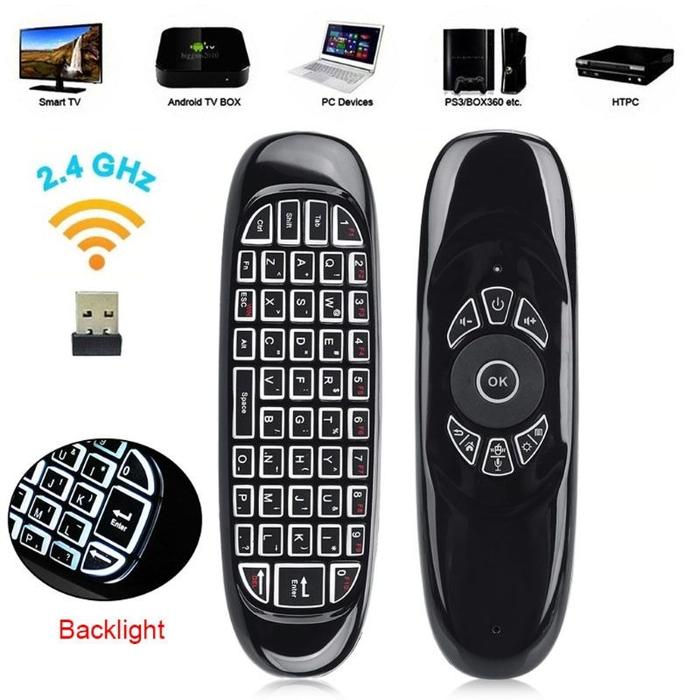 Gambar AIR MOUSE C120 2.4G Mini Wireless Keyboard Remote Control TV Android - BACKLIGHT dari alicat,store18 undefined Tokopedia