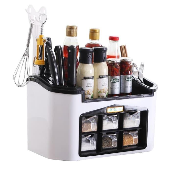 Gambar Rak Bumbu Dapur Kotak Bumbu Tempat Pisau/Sendok - Putih dari Buana-Fashion undefined Tokopedia