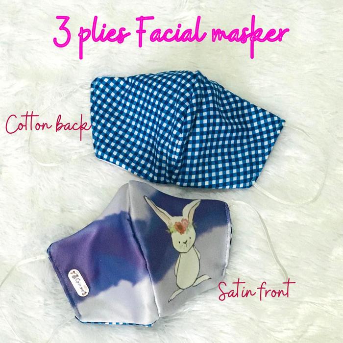 Gambar Masker Anak Masker Remaja Karakter Lucu Satin Cotton 3 Lapis - Rabbit dari Skoola undefined Tokopedia