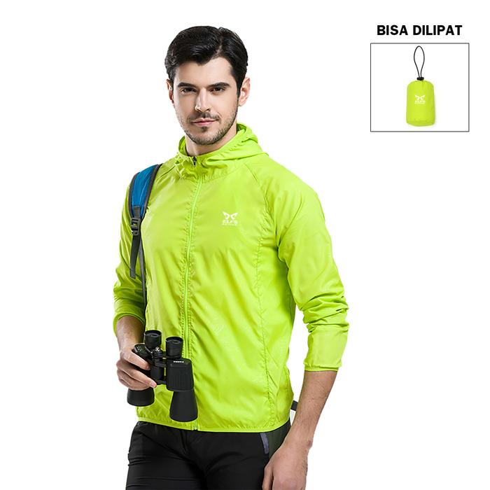 Gambar Jaket Training Olahraga Water Resistant Lipat Pria Simple abu tua - Hijau Stabilo, M dari Elfs Active undefined Tokopedia