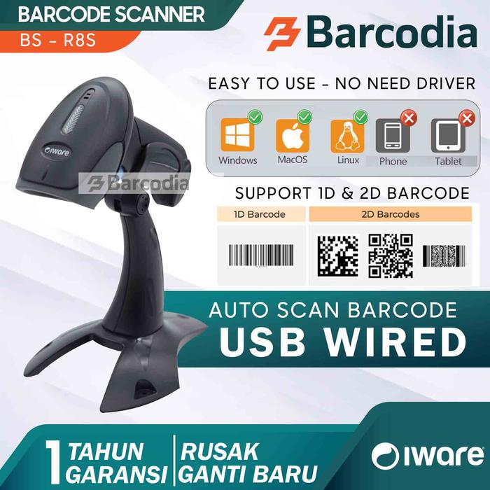 Gambar BARCODE SCANNER E-FAKTUR QR CODE 2D/1D IWARE R8S USB - USB dari Barcodia undefined Tokopedia