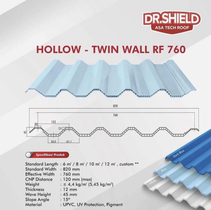 Dr Shield Atap U Pvc Lebar Effektif 76 Cm Per Meter