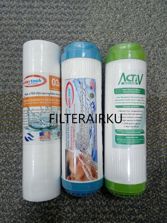 Gambar Paket Refil Filter Air 10" : SEDIMEN - GAC - ACTIV MANGANESE - GAC WATERCURE dari Filterairku Jakarta undefined 4 Tokopedia