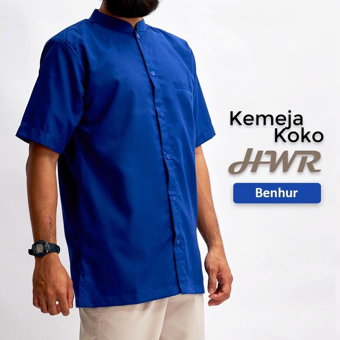 Gambar Kemeja Koko HWR Untuk Kuliah / Kantor Bahan Toyobo Fodu Ori dan Halus - Biru, XL dari Baju Berkah Store undefined Tokopedia