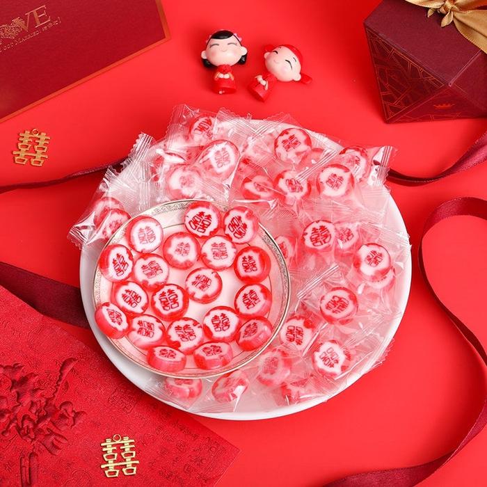 Gambar Permen Buah Logo Tulisan Shuang xi 250gr Candy Wedding Teapai Shangjit - shuangxi dari Merak88 Store undefined Tokopedia