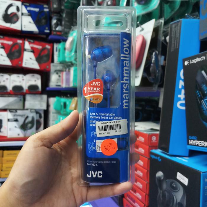 Gambar Earphone JVC marshmallow HA FX32 original HA-FX32 - Biru dari Click & Go Tokopedia undefined Tokopedia