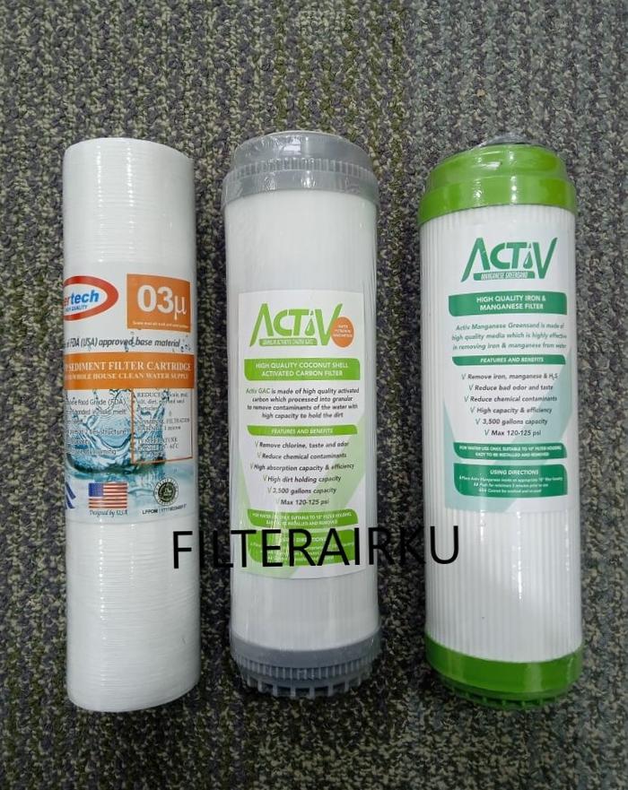 Gambar Paket Refil Filter Air 10" : SEDIMEN - GAC - ACTIV MANGANESE - GAC WATERCURE dari Filterairku Jakarta undefined 3 Tokopedia