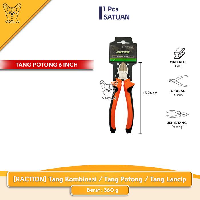 Gambar [RACTION] Tang Kombinasi / Tang Potong / Tang Lancip 6 / 7 / 8 Inch - POTONG 6" dari Virelai Teknik undefined Tokopedia