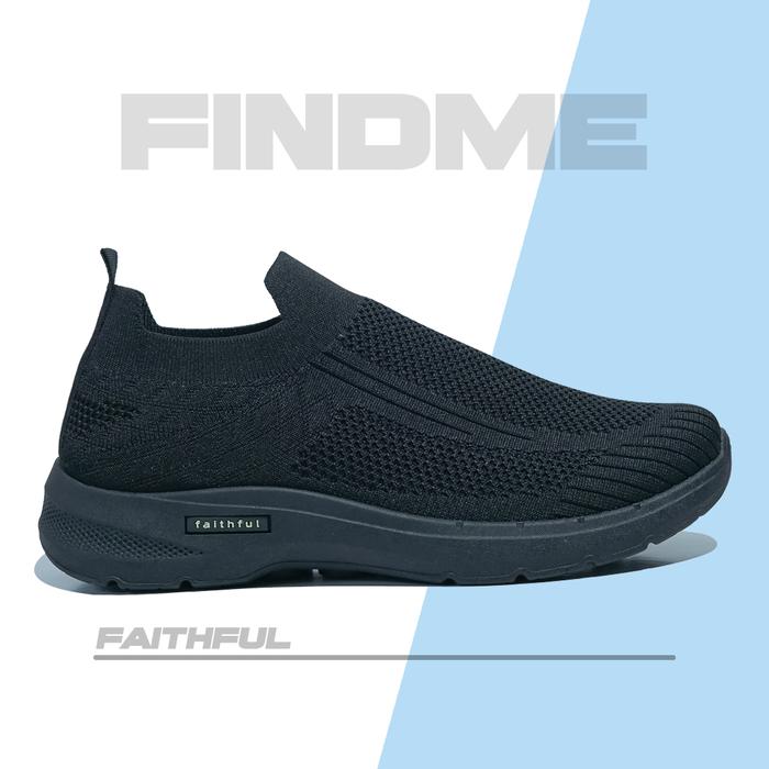 Gambar Sepatu Sneakers Pria Keren Import Merek Findme Bahan Flyknit Faithful - BLACK, 42 dari find-me undefined Tokopedia