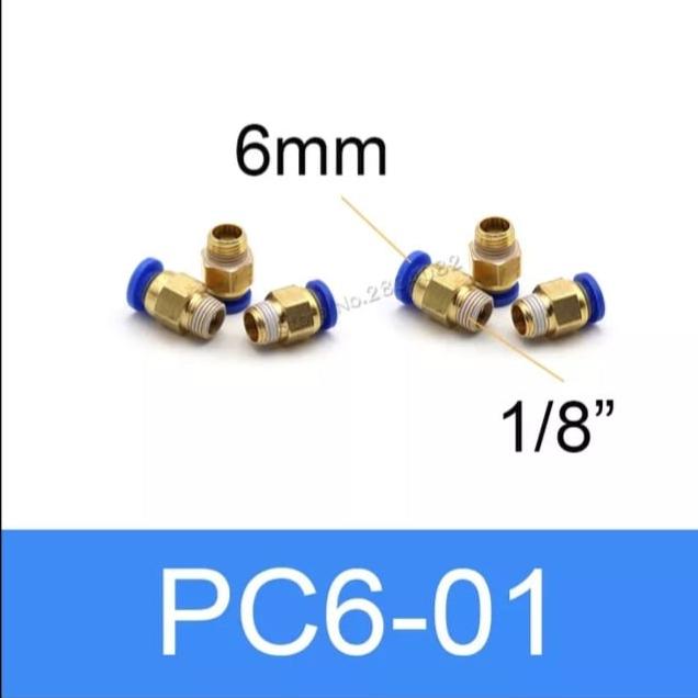 Gambar FITTING PNEUMATIC Connector Selang PU Drat - 1/8 x 6 dari Makmur Manggala Teknik undefined Tokopedia