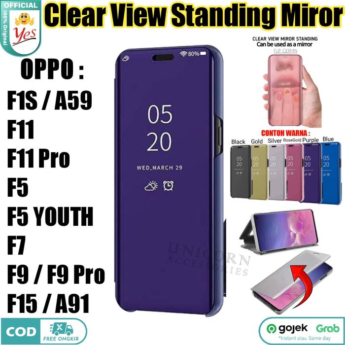 Jual Case Oppo F1S F11 F5 F7 F9 Pro F15 Clear View Casing Flip
