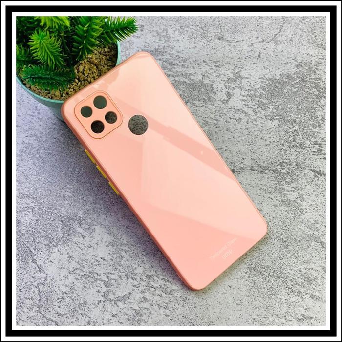 Gambar OPPO A15s CRYSTAL GLASS HARD CASE ORIGINAL TEMPERED COVER SOFT UME - PINK, OPPO A15S dari Markas acc 88 undefined Tokopedia