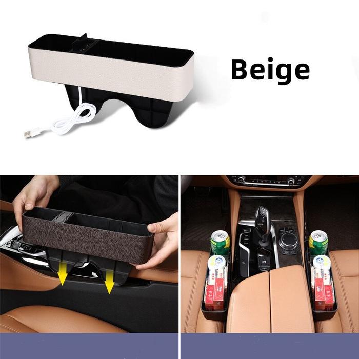 Gambar Kotak Penyimpanan Celah Jok Mobil Seat Storage Cup Holder Organizer - Beige dari GudangHID undefined Tokopedia