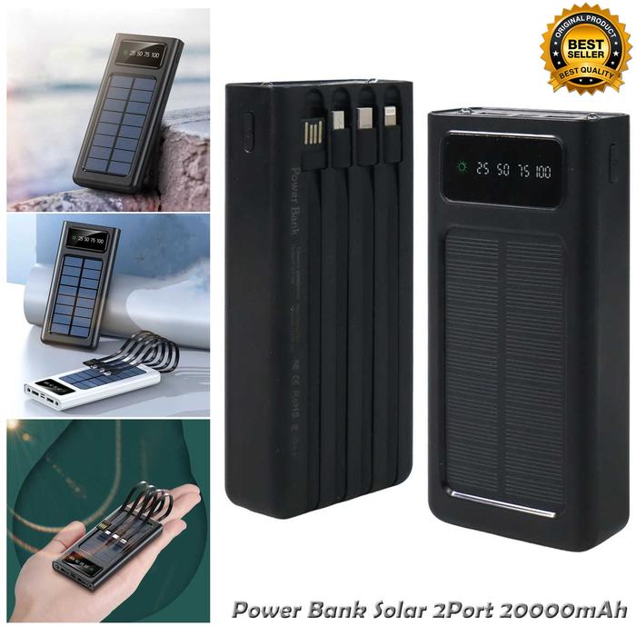 Gambar Powerbank Power Bank Solar Panel 20000mAh Micro usb Lightning Type C dari Pradhana-Shop undefined Tokopedia