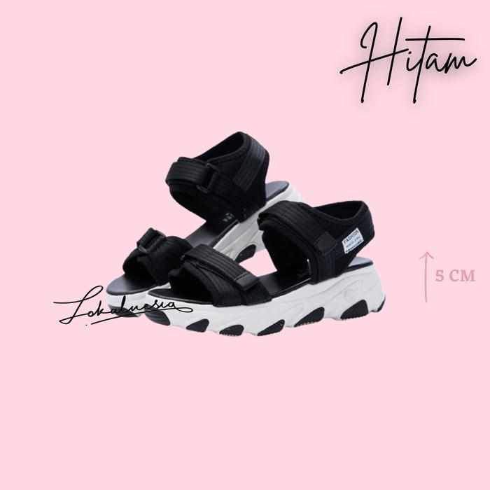 Gambar Jailolo Wedges Sandal Tali Wanita korea - HITAM, 36 dari Lokalnesia Official undefined Tokopedia