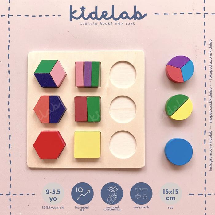 Gambar WOODEN PUZZLE 3D mainan kayu edukasi anak 2 3 4 tahun montessori hewan - 15x15 geometric dari kidelab undefined Tokopedia