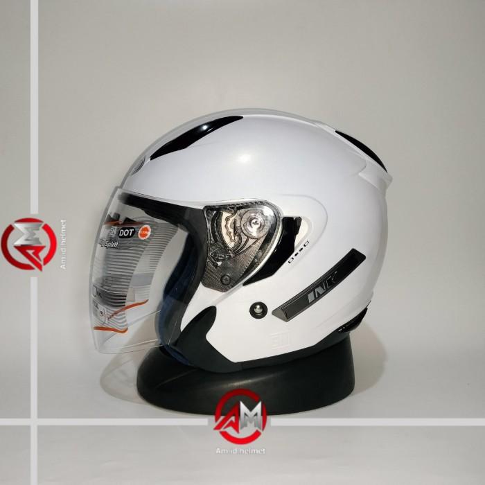 Gambar HELM INK METRO 2 SOLID WHITE DOUBLE VISOR HELM HALF FACE - M dari Am.id.helmet undefined Tokopedia