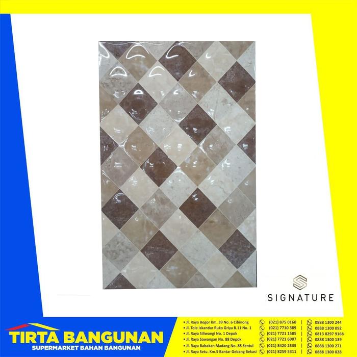 Gambar SIGNATURE KERAMIK 25 X 40 CM SERIES DIAMOND KW 1/ KERAMIK DINDING - Art Beige dari Tirta Bangunan undefined Tokopedia