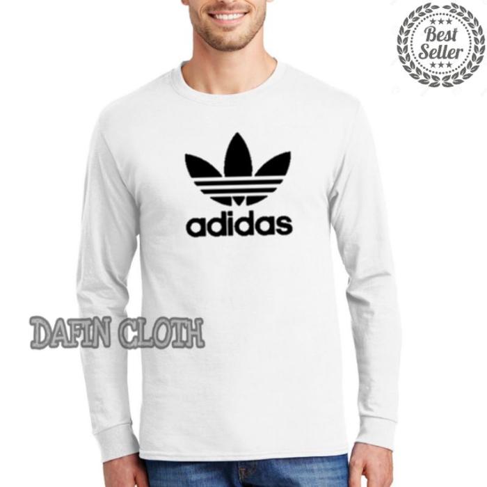 Gambar Kaos Pria Baju Tshirt Lengan Panjang Adidas Trefoil - Putih, S dari Davin Apparels undefined Tokopedia