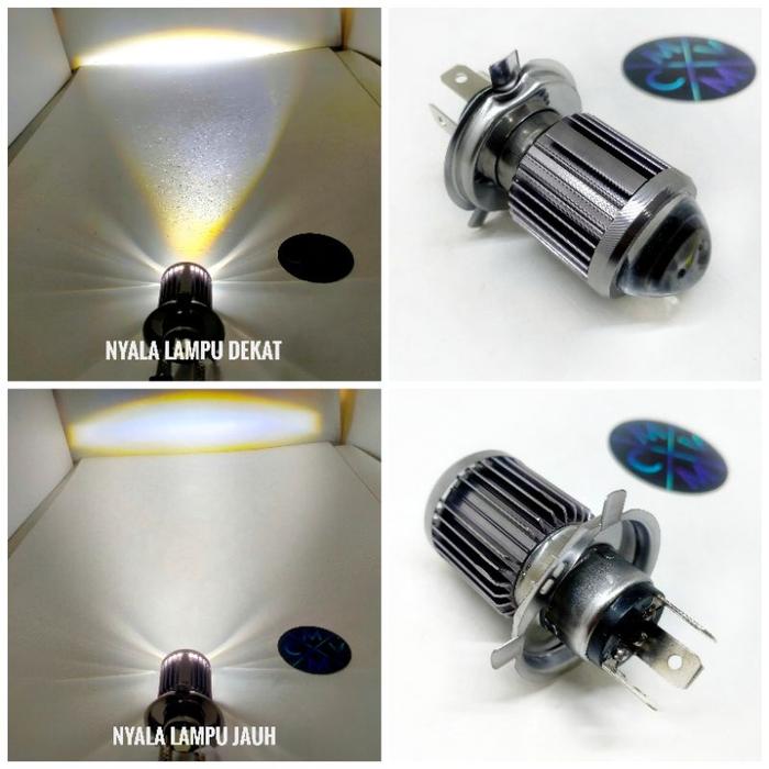 Gambar LAMPU MOTOR LED H6 & H4 LASER PROJIE 2IN1 PUTIH KUNING /  BOHLAM LAMPU DOP LED MOBIL PROJIE PROYEKTOR H6 H4 LASER WHITE YELLOW bebek matik beat mio fino nmax supra revo vario vixion byson aerox tiger cb150r cbr crf 150 verza megapro matic - H4 Putih-Putih dari MCMV.id undefined Tokopedia