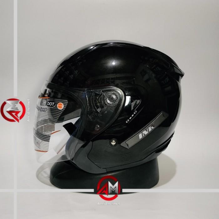 Gambar HELM INK METRO 2 SOLID BLACK GLOSSY HELM HALF FACE DOUBLE VISOR - M dari Am.id.helmet undefined Tokopedia