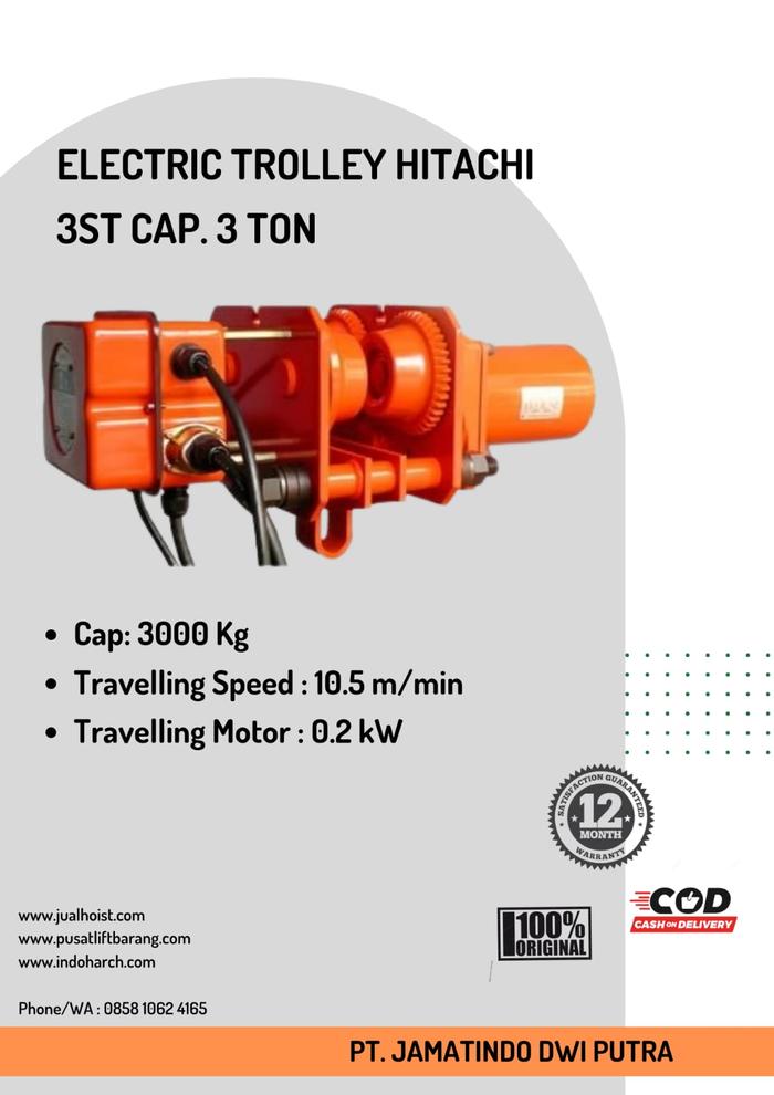Jual ELECTRIC TROLLEY HITACHI 3ST CAP. 3 TON - Kab. Tangerang ...
