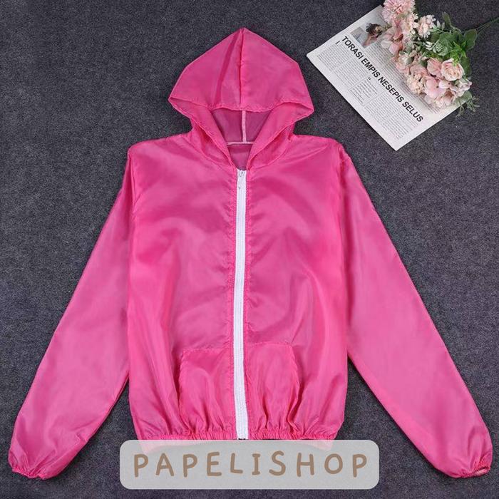 Gambar JAKET WANITA ANTI UV TIPIS JAKET PARASUT JOGGING SEPEDA UNISEX - Pink, L dari Papelishop undefined Tokopedia