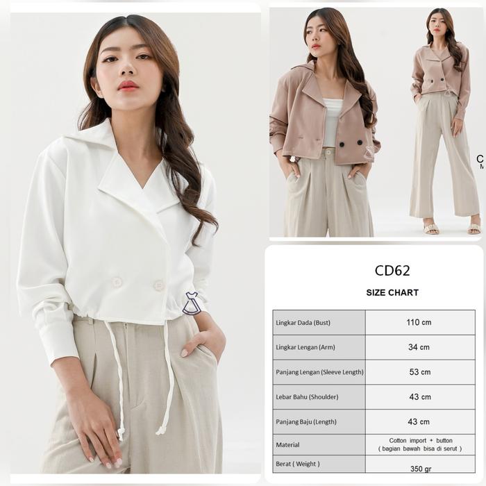 Gambar Cardigan Polos Crop Top CD62 Blazer Outer Stylish White Milo dari Palastri Shop undefined Tokopedia