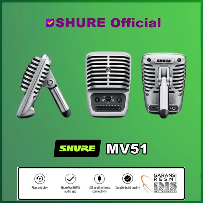 Gambar Shure MV51 Digital Large Diaphragm Condenser Microphone Mic MV 51 dari Officiall Brands undefined Tokopedia