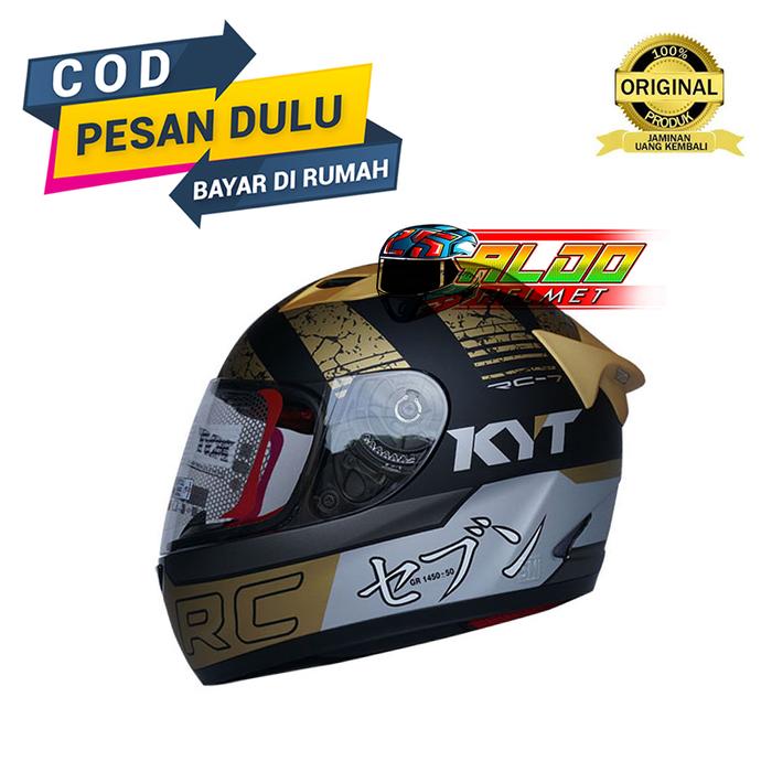 Gambar KYT HELM RC SEVEN #17 BLACK DOFF GOLD | ORI KYT RC 7 | SINGLE VISOR - L dari aldohelm2 undefined Tokopedia