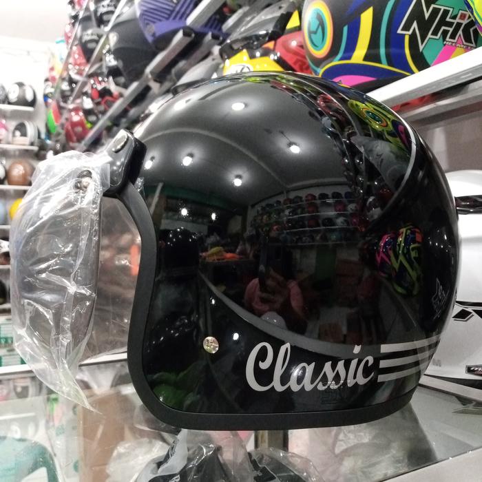 Gambar Helm Murah Bogo Retro Dewasa Classic hitam dof L,XL,XXL+VISOR - Hitam, XL dari QR HELMET undefined Tokopedia