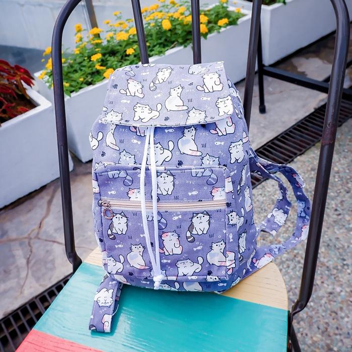 Gambar Tas Ransel Serut Wanita Cewek Tas Punggung Motif Lucu Viral Kekinian - Kucing ungu dari Wonderbag&#39;s undefined Tokopedia