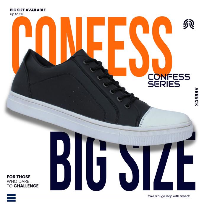 Gambar Sepatu Besar SNEAKER Arbeck CONFESS ukuran besar 45-50 BIG SIZE - BLACK, 45 dari ARBECK STORE undefined Tokopedia