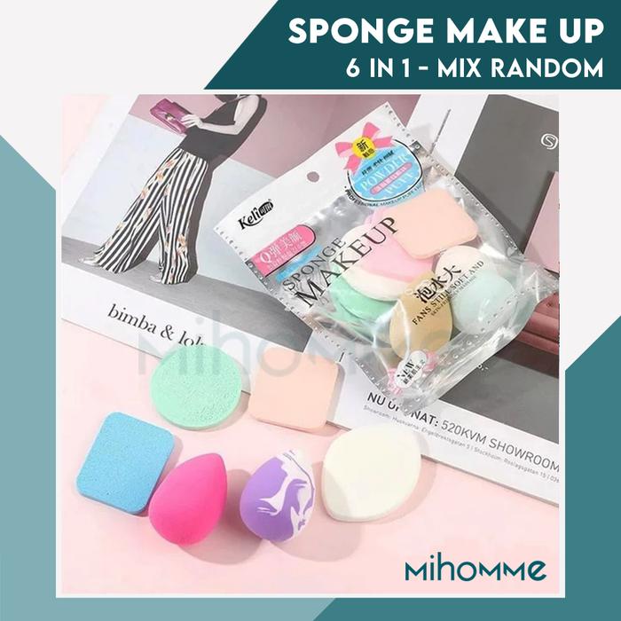 Gambar Sponge Make Up Beauty Blender Spons 6 in 1 set Powder Puff Bedak dari mihomme undefined Tokopedia