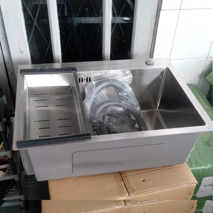 Gambar Kitchen Sink / Bak Cuci Piring Stainless Steel 1 lubang 6045 - Paket1 dari TjokordaMart undefined Tokopedia