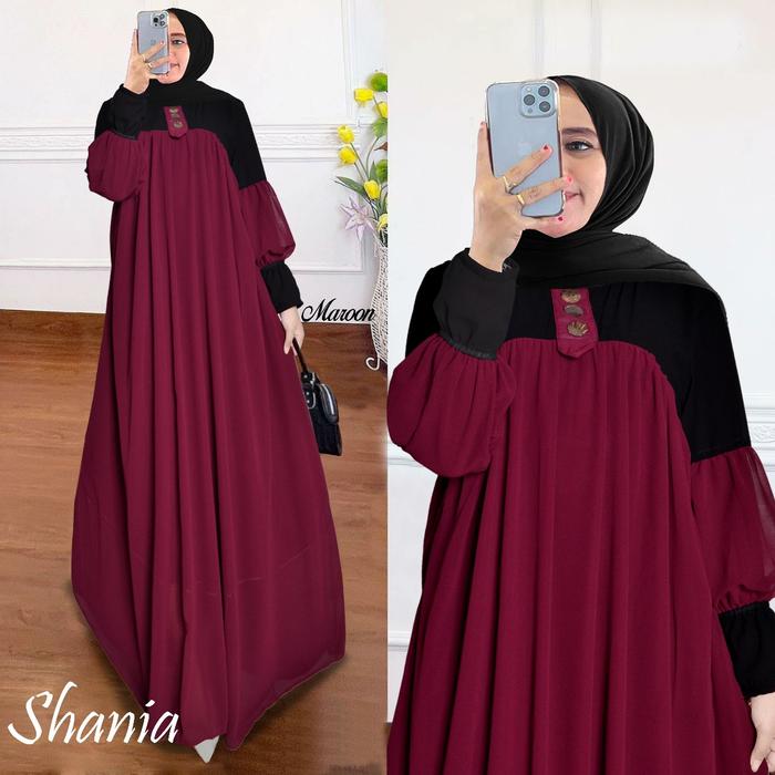 Gambar gamis wanita modern terbaru cod dress muslim polos murah shania - maron dari Kebaya Qaira undefined Tokopedia