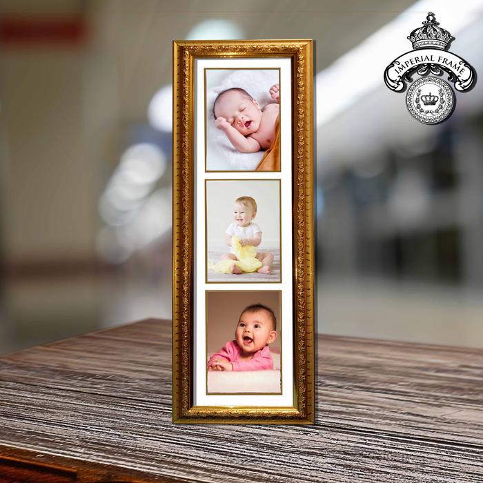 Gambar Bingkai Frame Foto 4R susun 3 ( 3 in 1 ) - Gold dari IMPERIAL FRAME TANGERANG_NEW undefined Tokopedia